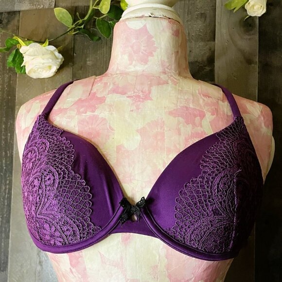 NWOT 34C VICTORIAS SECRET BODY LINED PERFECT COVERAGE PLUM UNDERWIRE BRA - Picture 3 of 10